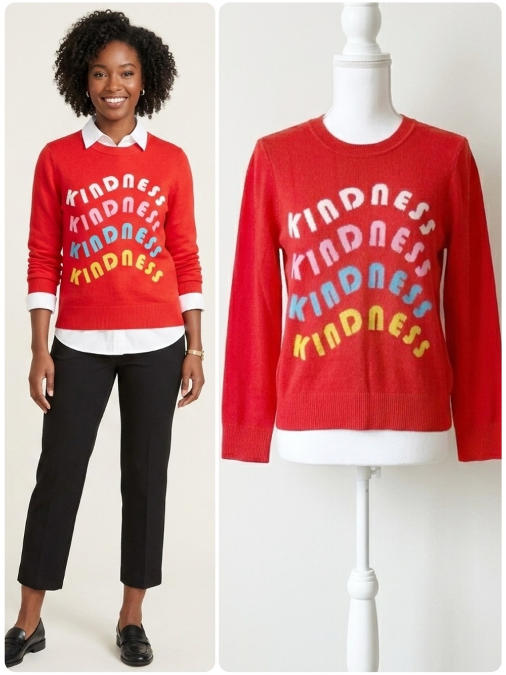 Abbott Elementary Kindness Red Graphic Knit Sweater XL